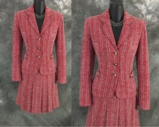 BEAUTIFUL st john collection knit red white jacket skirt suit size 2 picture