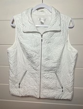 Puffer Vest,Christopher & Banks , Size L White Quilted picture