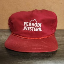 Vintage Peabody Western Snapback Hat Red Park Avenue Rope Trucker Cap USA Made picture