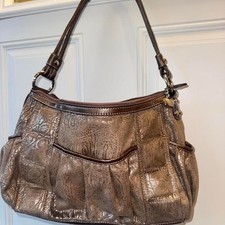 Y2K Kathy Van Zeland croc embossed brown leather purse w/embossed paisley design picture