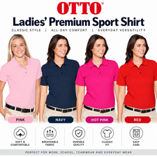 OTTO Women's Premium Polo Shirt 100% Ring Spun Combed Cotton Pique Short Sleeve picture