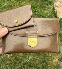 Rare Early Mark Cross Brown Leather Wallet & Coin Purse Set Antique ADL picture
