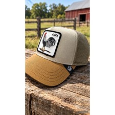 Goorin Bros The Farm Rooster Trucker Hat Tan Brown Rooster Mesh Snapback Cap picture