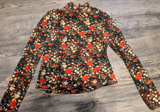 Maeve Anthropologie Floral Turtleneck Top Long Sleeve Multicolor Size S picture