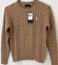 Polo Ralph Lauren Women’s Cable Knit Crew Neck Sweater Brown S NWT QR Authentict picture