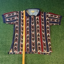 90s St. John's Bay Vintage Aztec Print Polo Shirt picture