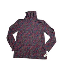 Talbots Turtleneck Women Size PM Paisley Print Stretch Knit Long Sleeve New picture