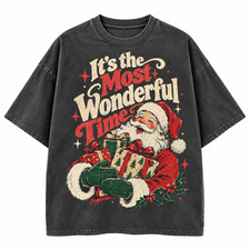 Vintage Santa Christmas T-Shirt Retro Holiday Presents Graphic Tee picture