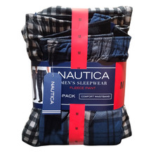 Nautica Mens 2 Pack Comfort Fleece Lounge Sleepwear Pants Blue Medium NWT picture