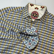 Robert Graham Shirt Flip Cuff Multicolor Floral Plaid Long Sleeve Size Medium picture