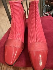 Very Nice Red patent Leather Booties W/square Heel picture