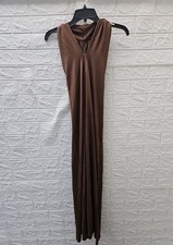 New Massimo Dutti Brown Flowing V Neck Midi Dress Size S picture
