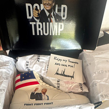 TRUMP FIGHT FIGHT FIGHT High-Top Sneakers Men's US 12 Lace-Up White Flag USA picture