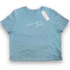Calvin Klein Jeans Script Logo T-Shirt XL Cameo Blue New with Tags picture