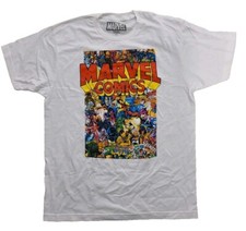 NEW Marvel Comics Classic Character Collage White t-shirt Mens Size L Excelsior picture