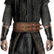 HiiFeuer Medieval Viking Faux Leather Armor Wide Belt (Brown D) picture