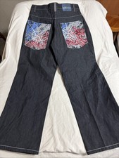 VTG Y2K Mecca USA Baggy Embroidered Jeans 38x32 NWT Deadstock Wide Leg picture