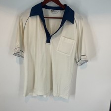 Vintage Morro Bay For JC Penney Outdoor Raglan Polo Shirt White Mens Size L picture