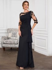 NWT LanTing Bridal Black Lace Dress Formal Wedding Mother Of The Bride Sz S picture