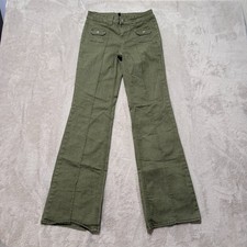 H&M Divided Jeans Womens 2 Olive Green Denim Cotton Flared Leg Seam Detail Front picture