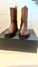 Cuadra Men’s Brown Leather Mid-Calf Zip Boots Round Toe US 7 picture