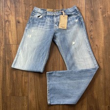 NEW BKE Seth Straight Leg Distressed Jeans Mens 36x34 Light Wash Blue Cotton NWT picture