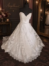 Nwt Adrianna Papell Platinum Bridal Wedding Gown Dress Lace Train picture