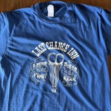 Vintage 70s 80s Last Chance Inn Novelty Graphic T shirt Tee Pinup Single Stitch picture