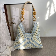 FAXHION New Women's Fashionable Woven Solid Color Contrasting Shoulder Bag picture