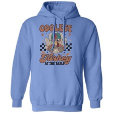Coolest Turkey At The Table Thanksgiving Feast Funny Unisex Hooded Sweatshirt picture