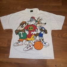 Vtg 1993 Looney Tunes Graphic Tee Hip Hop Style Front and Back Basketball Sz XL picture