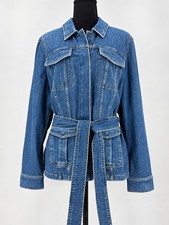 Spanx tie front slim fit jeans jacket soft denim size xl womens picture