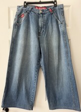 JNCO First Class Crown Embroidered Baggy Wide Leg Jeans 33x25 picture