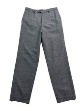 vtg BCBG MaxAzria 34x34 Mens Gray Stripe Wool Dress Pants Flat Front France picture