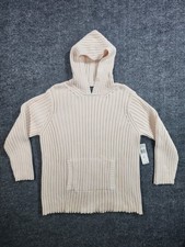 Lauren By Ralph Lauren 2XL Sweater Knit Hoodie Cotton Beige Cream Raw White NWT picture