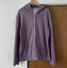 VTG American Apparel Hoodie Purple Full Zip Made In USA Raw Hem Sleeves Large picture