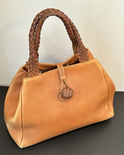 Bally Vintage Cognac Leather Braided Handle Satchel Tote Bag Y2K Authentic picture