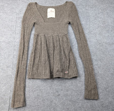 Vintage Y2K Hollister Babydoll Sweater Womens Large Cable Knit Bella Swan Rabbit picture