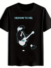 Men's Vintage Rock Band Graphic T-Shirt - Black Short Sleeve Round Neck Summer T picture