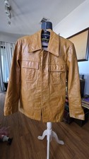 Vintage 70s Startown Gluv Tanned Leather Jacket Mens 42 Tan Western Distressed picture