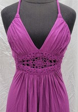 NWT Sky M Crochet Medallion Purple Tropical Club Halter Dress 118388 picture