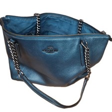 Coach Ava tote Purse Handbag metallic pebble leather 17
