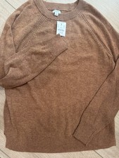 NWT J.Crew Factory Women's Wool-Blend Boyfriend Sweater Heather Brown Size XS picture