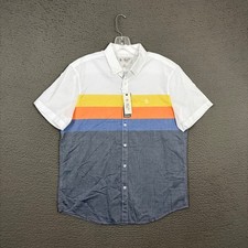 Original Penguin Shirt Mens Medium Button Up Colorful Striped Casual Everyday picture