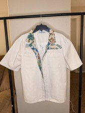Smoke Rise Mens L Monaco Graphic Shirt Floral Collar Button Up Y2K Streetwear picture