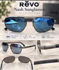 Revo Nash Sunglasses Gunmetal Frame with Blue Mirror Lenses 61-15-135 picture
