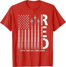Remember Everyone Deployed RED Friday Military American Flag Unisex T-Shirt picture