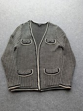 Talbots Women's Black & White Textured Boucle Knit Open Cardigan Size M picture
