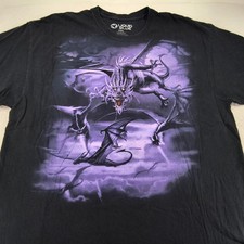 Liquid Blue Dragon Short Sleeve Graphic Shirt Mens Size 2XL Black Purple picture