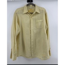 Tommy Bahama Relax Mens Yellow 100% Linen Long Sleeve Button Down Shirt Size M picture